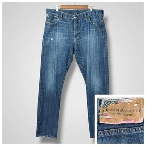 Ralph‎ Lauren Denim Supply 38x34 Mens Jeans Distressed Straight Leg Relaxed